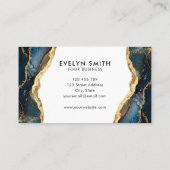 Modern Navy Blue Agaat Logo Visitekaartje (Achterkant)