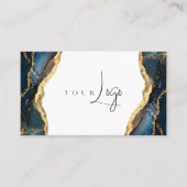 Modern Navy Blue Agaat Logo Visitekaartje (Voorkant)