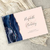 Modern Navy Blue Agaat Roos Gold Script Blush Pink Gastenboek