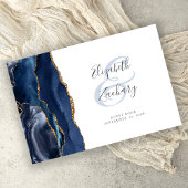 Modern Navy Blue Agate Gold Script Gastenboek