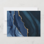 Modern Navy Blue Agate Marble Gemstone Script Name Notitiekaartje (Achterkant)