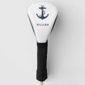 Modern Navy Blue Anchor Nautical Personalized Golfheadcover (Voorkant)