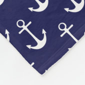 Modern Navy Blue Anchors Pattern Personalized Fleece Deken (Hoek)