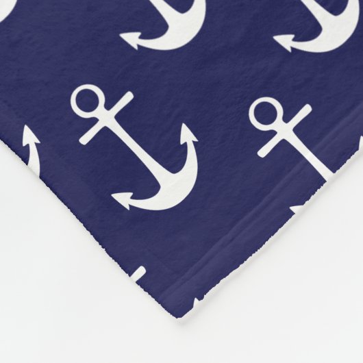 Modern Navy Blue Anchors Pattern Personalized Fleece Deken (Hoek)