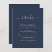 Modern Navy Blue and Blush Wedding Enclosure Card Informatiekaartje (Voorkant / Achterkant)