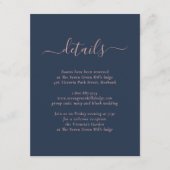 Modern Navy Blue and Blush Wedding Enclosure Card Informatiekaartje (Voorkant)