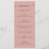 Modern Navy Blue and Blush Wedding Menu (Voorkant)