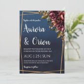 modern navy blue and burgundy wedding invitations kaart (Staand voorkant)