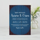modern navy blue and burgundy wedding invitations kaart (Staand voorkant)