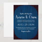 modern navy blue and burgundy wedding invitations kaart (Voorkant / Achterkant)
