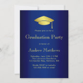 Modern Navy Blue and Gold Graduation Party Kaart (Voorkant)