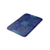 Modern Navy Blue and Green Floral Leaves Pattern Badmat (Gekanteld)