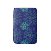 Modern Navy Blue and Green Floral Leaves Pattern Badmat (Voorkant Verticaal)