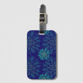 Modern Navy Blue and Green Floral Leaves Pattern Bagagelabel (Voorkant (verticaal))
