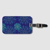 Modern Navy Blue and Green Floral Leaves Pattern Bagagelabel (Voorkant (horizontaal))