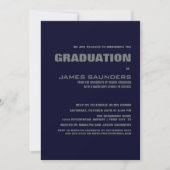 Modern Navy Blue and Grey Graduation Party Kaart (Voorkant)