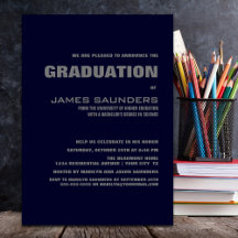 Modern Navy Blue and Grey Graduation Party