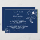 Modern Navy Blue and White Wedding Invitation Kaart (Voorkant / Achterkant)