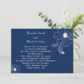 Modern Navy Blue and White Wedding Invitation Kaart (Staand voorkant)
