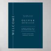 Modern Navy Blue Bar Mitswa Welkomstbord Poster (Voorkant)