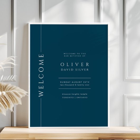 Modern Navy Blue Bar Mitswa Welkomstbord Poster