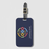 Modern Navy Blue Bedrijfsbedrijf Business Logo Bagagelabel (Voorkant (verticaal))