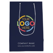 Modern Navy Blue Bedrijfsbedrijf Business Logo Medium Cadeauzakje (Achterkant)