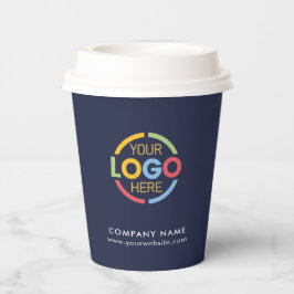 Modern Navy Blue Bedrijfsbedrijf Business Logo Papieren Bekers