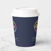 Modern Navy Blue Bedrijfsbedrijf Business Logo Papieren Bekers (Links)
