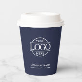 Modern Navy Blue Bedrijfsbedrijf Business Logo Papieren Bekers (Voorkant)