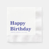Modern Navy Blue Birthday Servet (Voorkant)
