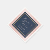 Modern Navy Blue Blush and Gold Wedding Napkins Servet (Hoek)
