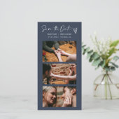 Modern Navy Blue Boho Photo Booth Strip QR Code Save The Date (Staand voorkant)