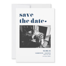 Modern Navy Blue Bold Typografie met hartfoto