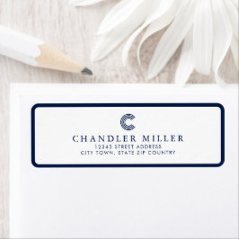 Modern Navy Blue Border Custom Stationery Address Etiket