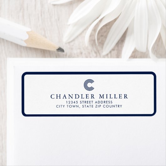 Modern Navy Blue Border Custom Stationery Address Etiket (Insitu)