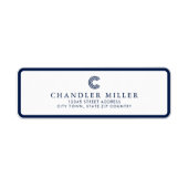 Modern Navy Blue Border Custom Stationery Address Etiket (Voorkant)