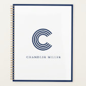 Modern Navy Blue Border Custom Stationery Planner (Voorkant)