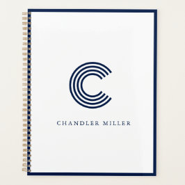 Modern Navy Blue Border Custom Stationery Planner
