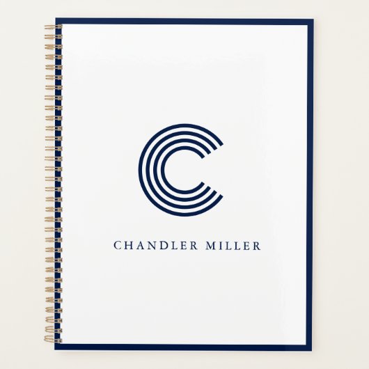 Modern Navy Blue Border Custom Stationery Planner (Voorkant)