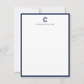 Modern Navy Blue Border Custom Stationery Vertical Notitiekaartje (Voorkant)