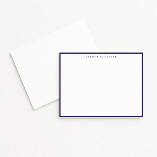 Modern Navy Blue Border Note Card Kaart