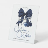 Modern Navy Blue Bow Afstuderen Advies en wensen Reclamebord Met Voetstuk (Voorkant)