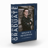 Modern Navy Blue Boy Afstuderen Fotoblokken (Links)