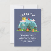 Modern Navy Blue Boy Camp Out Birthday Party Bedankkaart (Voorkant)