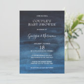 Modern Navy Blue Boy Couples Baby shower Kaart (Staand voorkant)