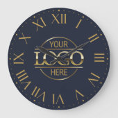 Modern Navy Blue Branded Bedrijf Business Logo Grote Klok (Voorkant)
