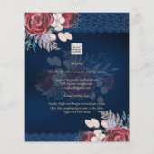 Modern Navy Blue Burgundy Floral Lace Wedding (Achterkant)