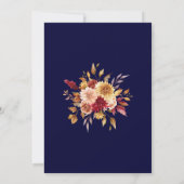 Modern Navy Blue Burnt Sinaasappel Wildflowers Wed Save The Date (Achterkant)