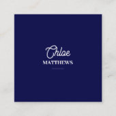 Modern Navy Blue Business Card with QR Code Vierkante Visitekaartje (Voorkant)